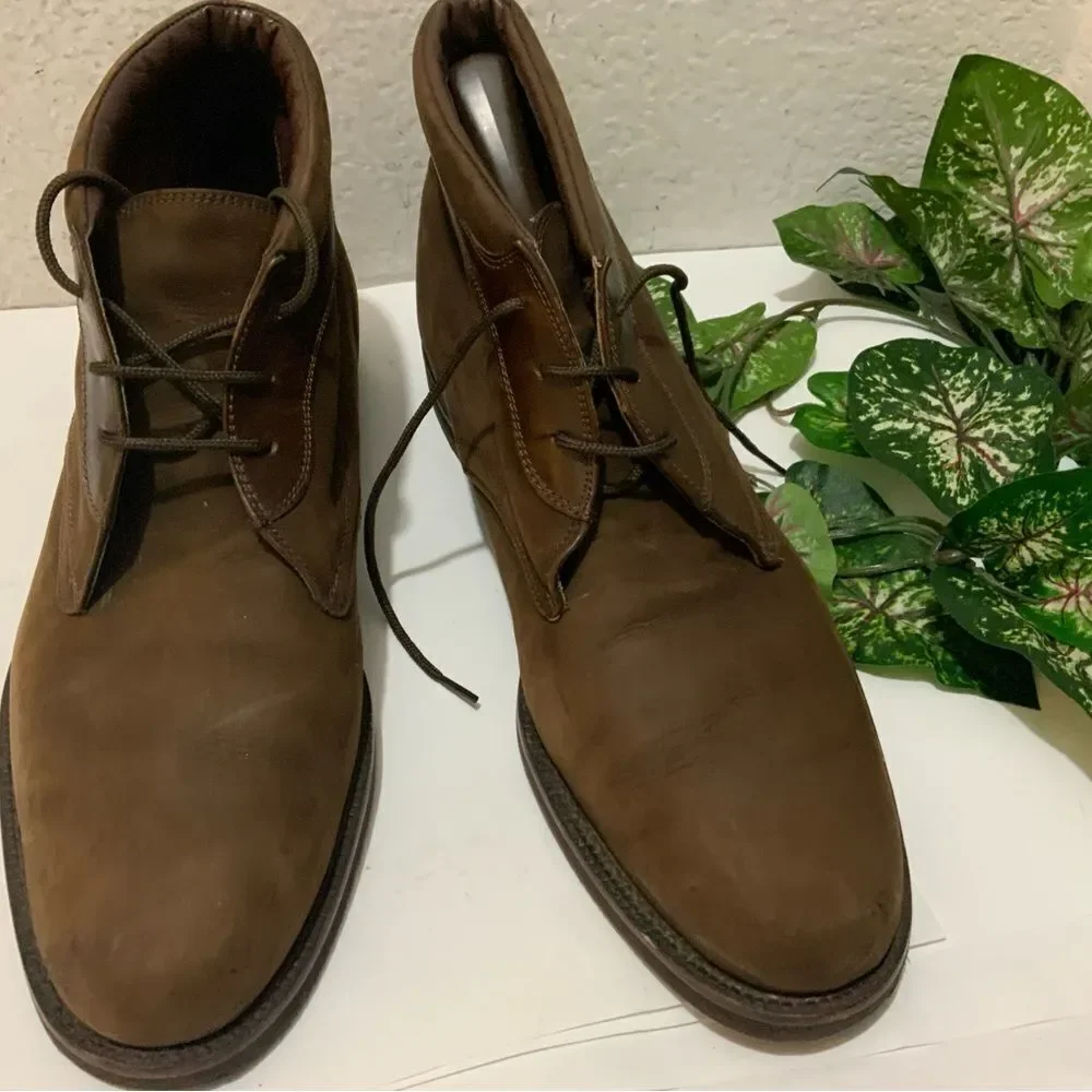 JOHNSTON & MURPHY Chukka Casual Ankle Boots Brown Nubuck Leather Shoes Lace Up